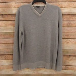 Theory Gray/Tan V-Neck Merino Wool/Spandex Men's Sweater S